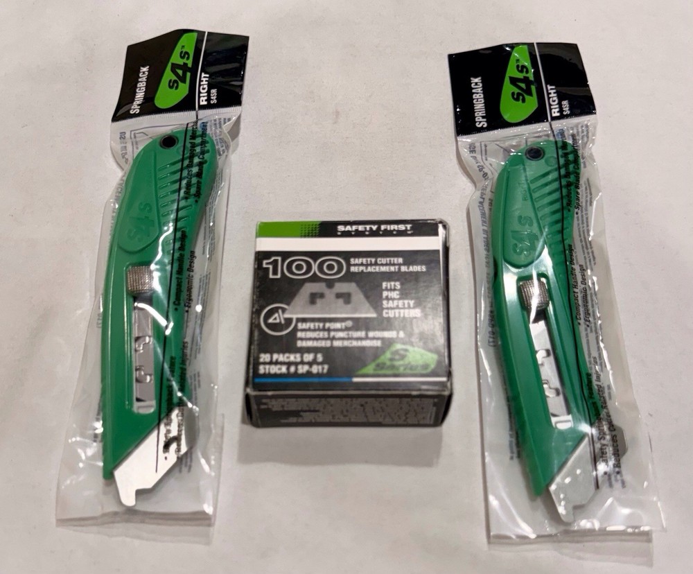 PHC S4S Right-Hand Safety Cutter, Green, Safety Blades, MPN S4SBR