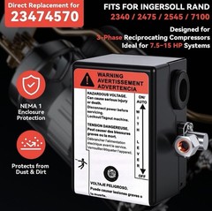Switch for Ingersoll Rand 3-phase, 135/175 PSI Pressure Switch 23474570