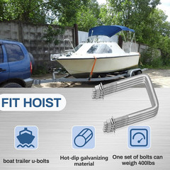 4 Pcs Hot Dipped Galvanized Square U-Bolts,1/2″ D X 3 1/16″ W X 5 5/16″ L,Boat T