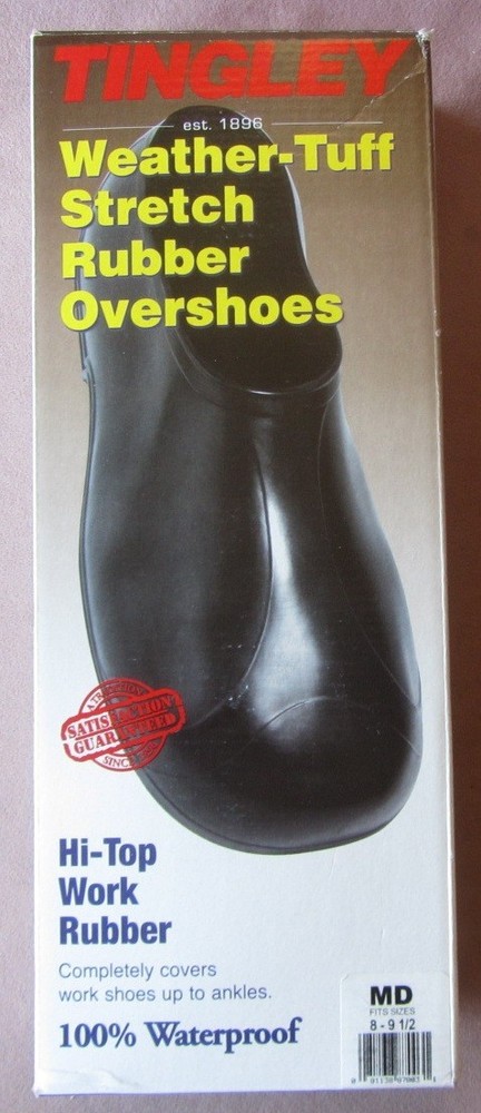 TINGLEY Weather-Tuff Stretch Rubber Overshoes Men Medium Fits 8 – 9 ½ Black 1300