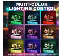 LED Liquor Bottle Display Shelf Acrylic Black 60in 3 Shelves Multi-Color Remote