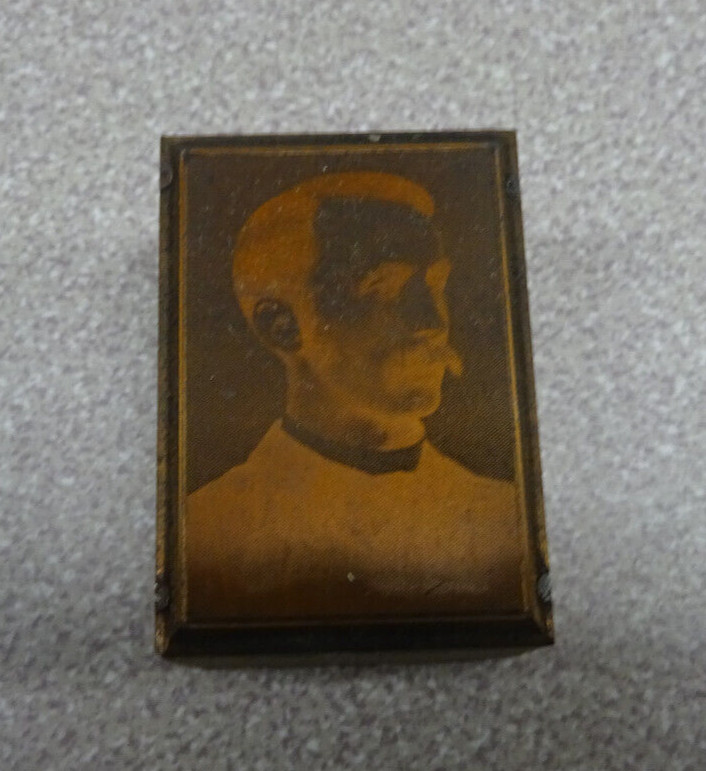 Braddock PA Lutheran Church Wood Copper Plate Photo Negative 1-1/2″ Vintage
