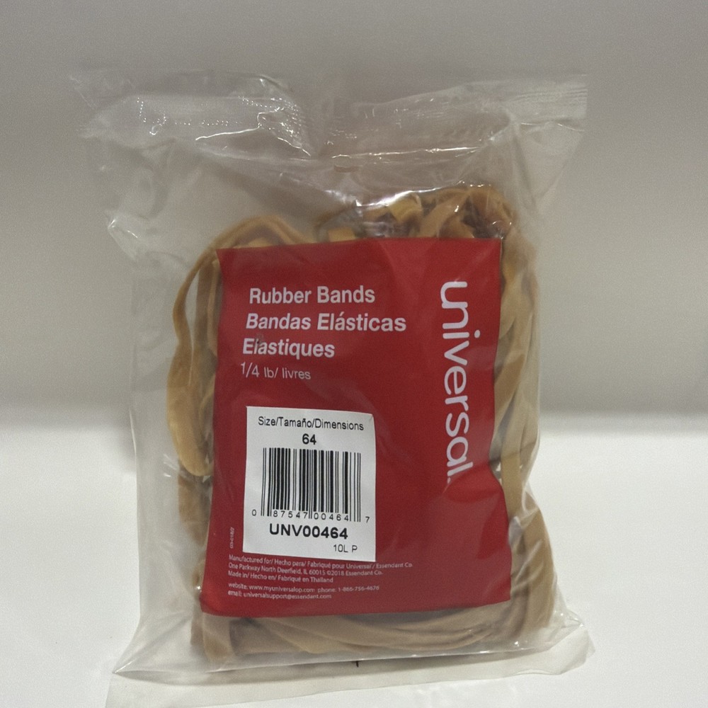 Universal 00464 Rubber Bands, Size 64, 3-1/2 x 1/4, 80 Bands/1/4lb Pack (UNV0046