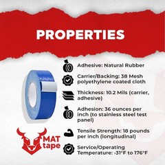MAT Duct Tape Dark Blue Industrial Grade, 2 inch x 60 ft. Waterproof, UV Resi…