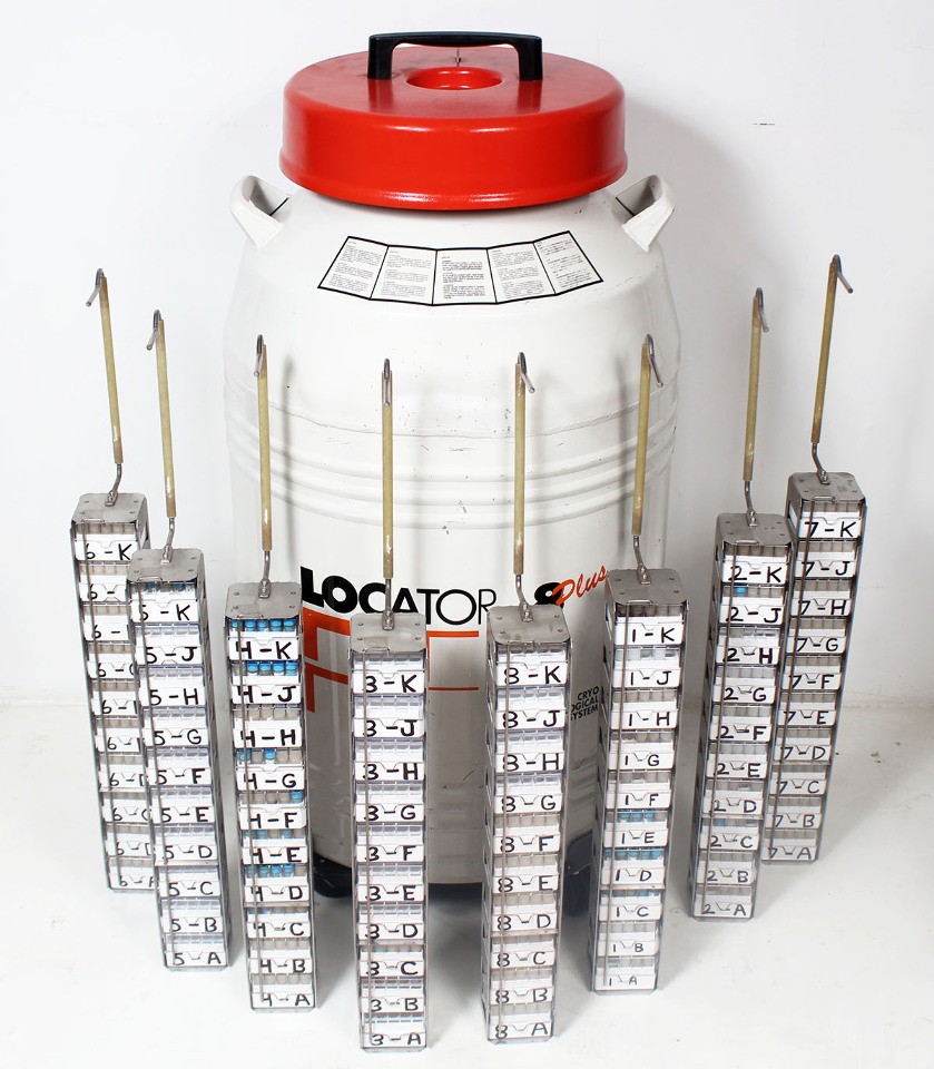 Thermolyne Locator 8-Plus LN2 Cryogenic Nitrogen Storage Dewar + Racks & Boxes