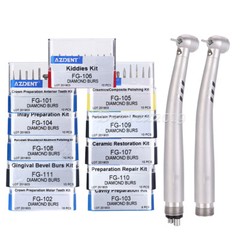 Dental LED E-generator Fiber Optic High Speed Handpiece 2 4Hole/ Diamond Burs