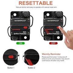 2 pcs 30 Amp Circuit Breaker for Boat Trolling Motor Marine Trailer Vehicles