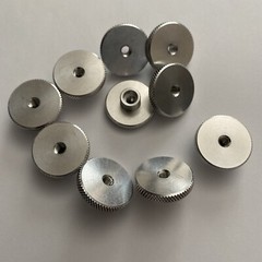 (10) Aluminum Knurled Knob , 10-32″ Tapped Thru , 3/8″ Base Dia. Free Shipping!!