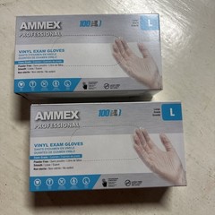 200 Exam Gloves 2 Boxes AMMEX Professional Vinyl Latex & Powder Free Size Large
