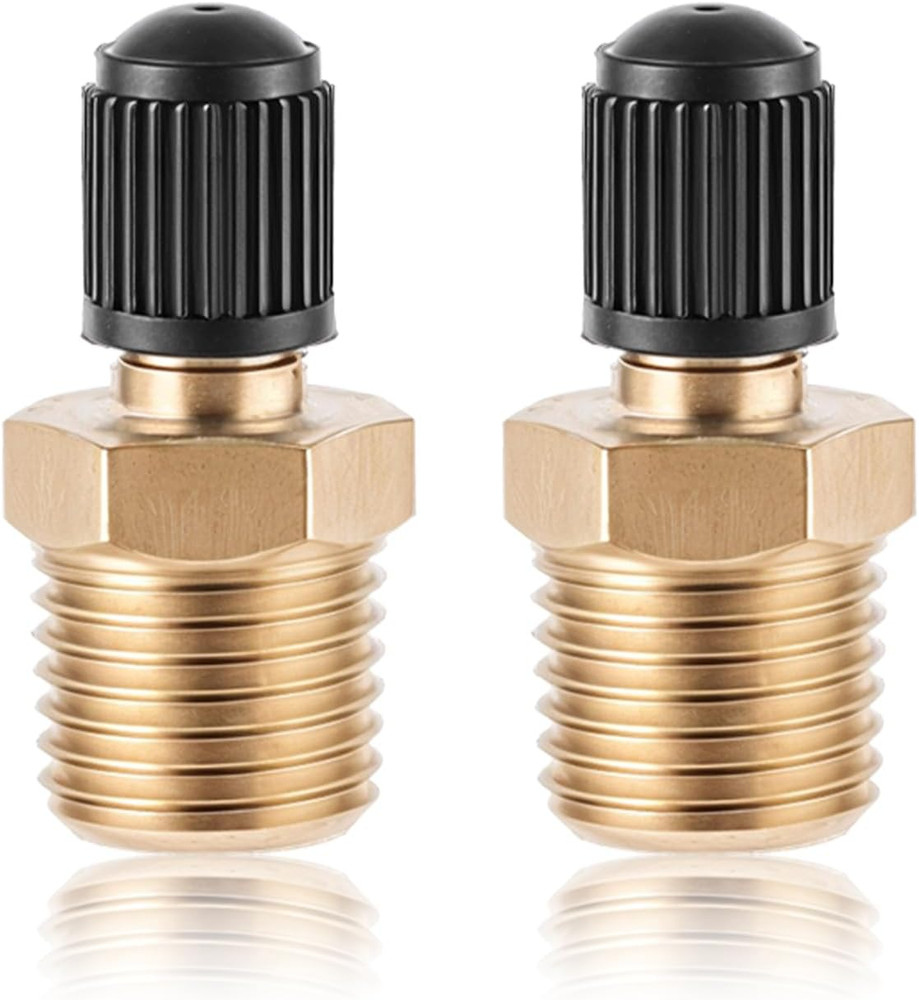 2pcs 1/4″ Brass Schrader Tank Valve Set with Caps, Air Compressor Valve Fittings