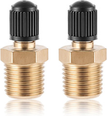2pcs 1/4″ Brass Schrader Tank Valve Set with Caps, Air Compressor Valve Fittings