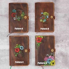 Hand Painted moleskine leather cover personalized with pen loop
