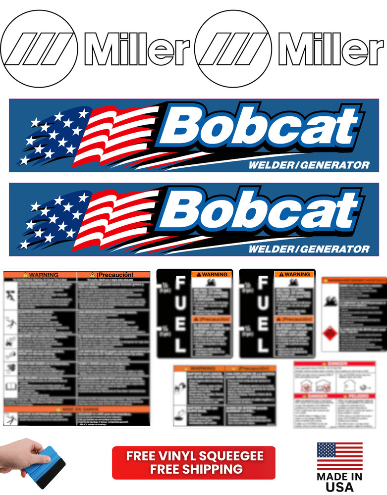 Fits Miller Bobcat Full Decal kit Generator Welder Stickers- Free Shipping