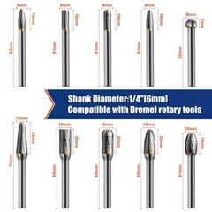 10pcs Die Grinder Bits w/ 1/4″ Shank, Tungsten Carbide Burr Set for Metal Steel