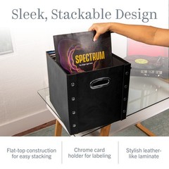Vinyl Record Storage Box – 12″ – 1 Pack- Crate Holds up – 1 Pack, Black