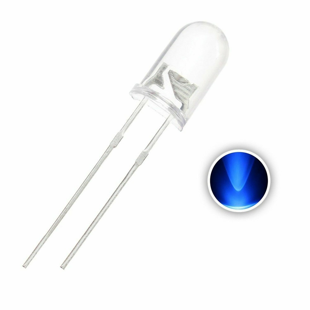 Clear Blue LED 3mm 3V 460nM Super Bright Transparent – 5x 10x 25x 50x 100x Pkgs