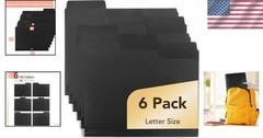 Elegant Black File Folders 6-Pack – Letter Size, 1/3 Cut Tab & Labels Included