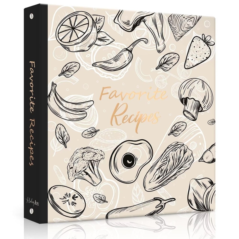 8.5×11 3-Ring Recipe Binder Book with Plastic Sleeves Oyster White Color