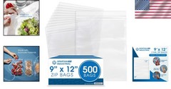 Quality 9” X 12” 500 Count Reclosable Zip Bags – Durable & Moisture Resistant