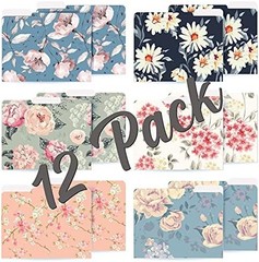 Decorative File Folders, 12 Pack, 6 Designs, Heavyweight, Letter Size (9.5″ x 11