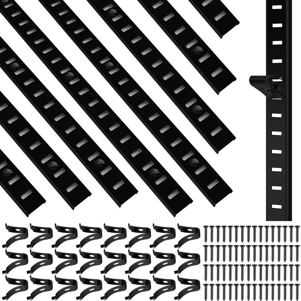 8 Pcs 40 Inch Shelf Pilaster Tracks and 24 Pcs Shelf Clips Adjustable Metal S…