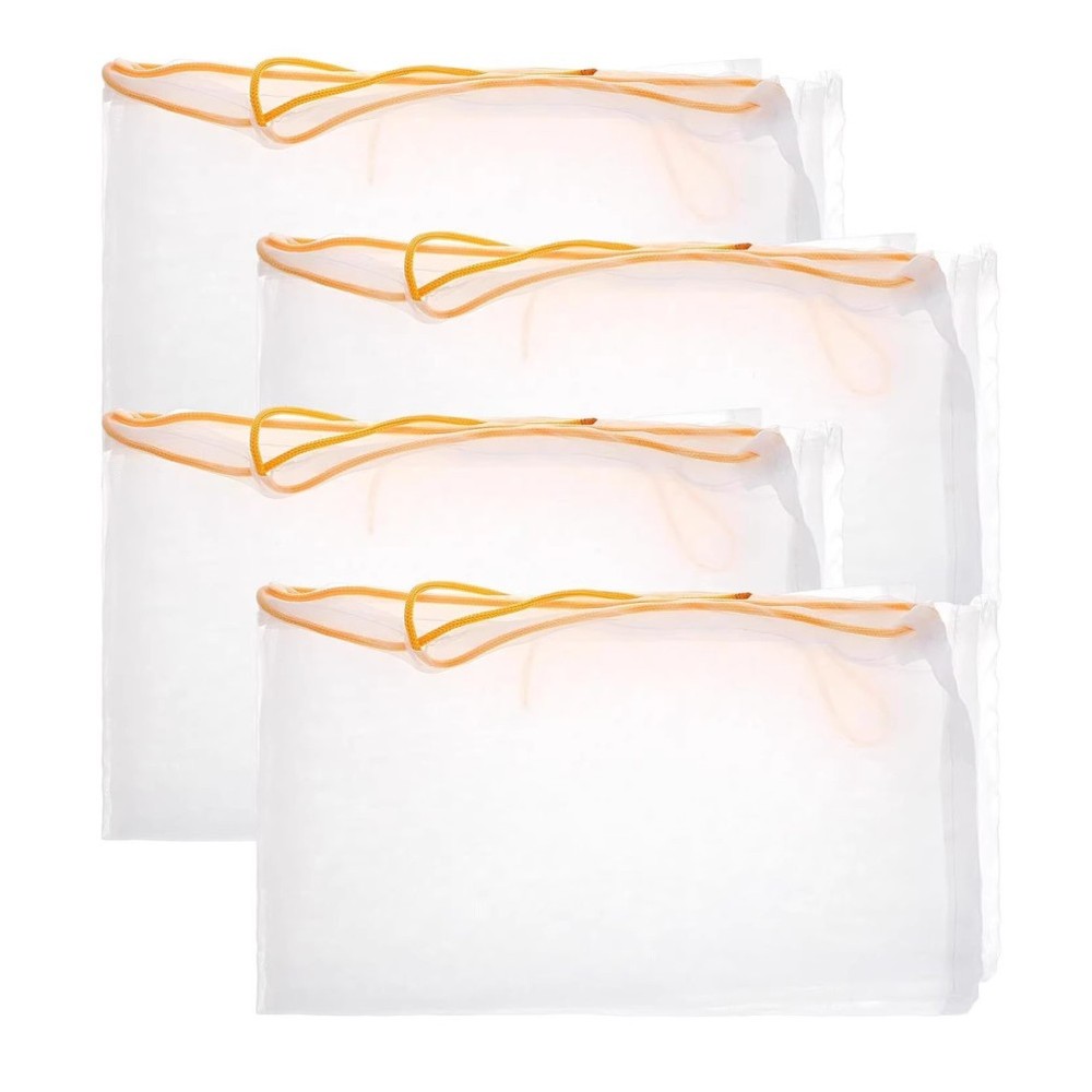 4 Pcs Red Wine Filter Bag Fine Mesh Strainer Juice Drawstring Brewing