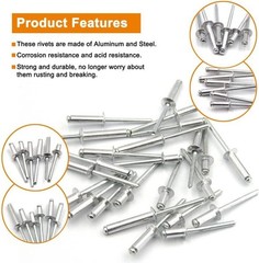 100-Pack 1/8″ x 1/4″ Aluminum Blind Rivets – Ideal for Indoor and Outdoor Use