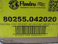 Flanders 80255.042020 20″x20″x4″ MERV 8 LPC Hi Cap Pre-Pleat Air Filter Lot/12
