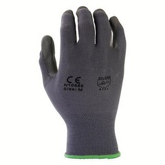 144 Pair Gray Nylon Gloves w/ Gray Polyurethane (PU) Palm Coating S, M, L, XL