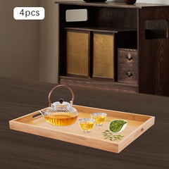 Bamboo Serving Trays 4pcs Modern Kitchen Trays For Hold Fruits Cakes Drinks