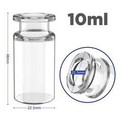 100pcs Lab 10ml Clear Vials+Caps 20mm Glass Bottles HPLC Beveled Edge Crimp Top