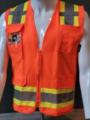 High visibility orange Two Tone Safety Vest Solid Fabric.