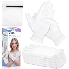 6 Pairs 100% Moisturizing Gloves for Dry Hands Overnight, 10 Pairs White Cot…