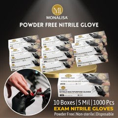 MONALISA™ Black Nitrile Gloves | 5mil Exam Gloves | Powder Free Gloves