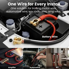 GEARit 0 Gauge Wire 10 ft Red, 1/0 AWG Battery Cable CCA, Copper-Clad Aluminu…