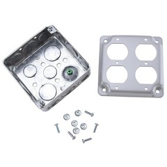 Patioer 4″x4″ Metal Electrical Box with Cover Double Duplex 1-1/2” Deep, 10 Set