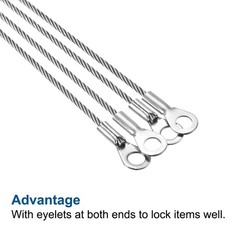 4Pcs Stainless Steel Lanyard Cable 2mmx10cm Eyelets Ended Security Wire Rope