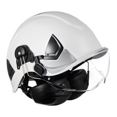 Industrial Safety Helmet with Visor and Earmuffs Adjustable Vented Hardhat