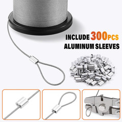 Stainless Steel Wire Rope – 1000FT 1/16″ Aircraft Cable with 300Pcs Crimping Sle