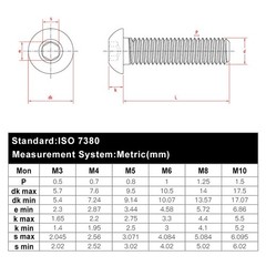 M6-1.0 x 10mm Button Head Socket Cap Screws 304 Stainless M6 x 10mm, Silver