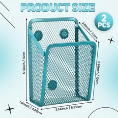 2 Pcs Large Magnetic Pencil Holder Mesh Stainless Steel Pen Basket Magnetic P…