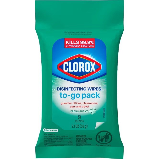 6 Pack Of Clorox Disinfecting Wipes To Go Pack, Fresh Scent , Total 54 Wipes