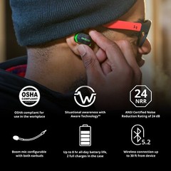 ULTRACOMM Aware Bluetooth Earbuds: Audio Passthrough Ear Protection, Boom Mic