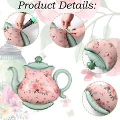 Teapot Balloon 4 Pieces 22inch Pink Green Teapot Mylar Foil Mylar Balloons for