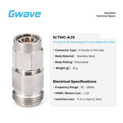 Precision N Female to TNC Male Adapter, DC – 18GHz