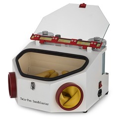 Dental Twin-pen Double Pen Sand Blaster Sandblaster Unit w/LED Bulb 2 Tanks