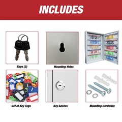Key Box Wall Mount 200 Position Metal Valet Key Cabinet Lock Box w/ Tags