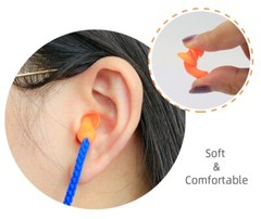 50 Pair Silicone Corded Ear Plugs Reusable Hearing Protection Noise Reduction
