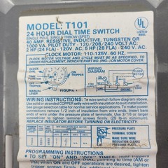 Intermatic T101 Mechanical Time Switch – Industrial Heavy Duty SPST 24Hr 120V