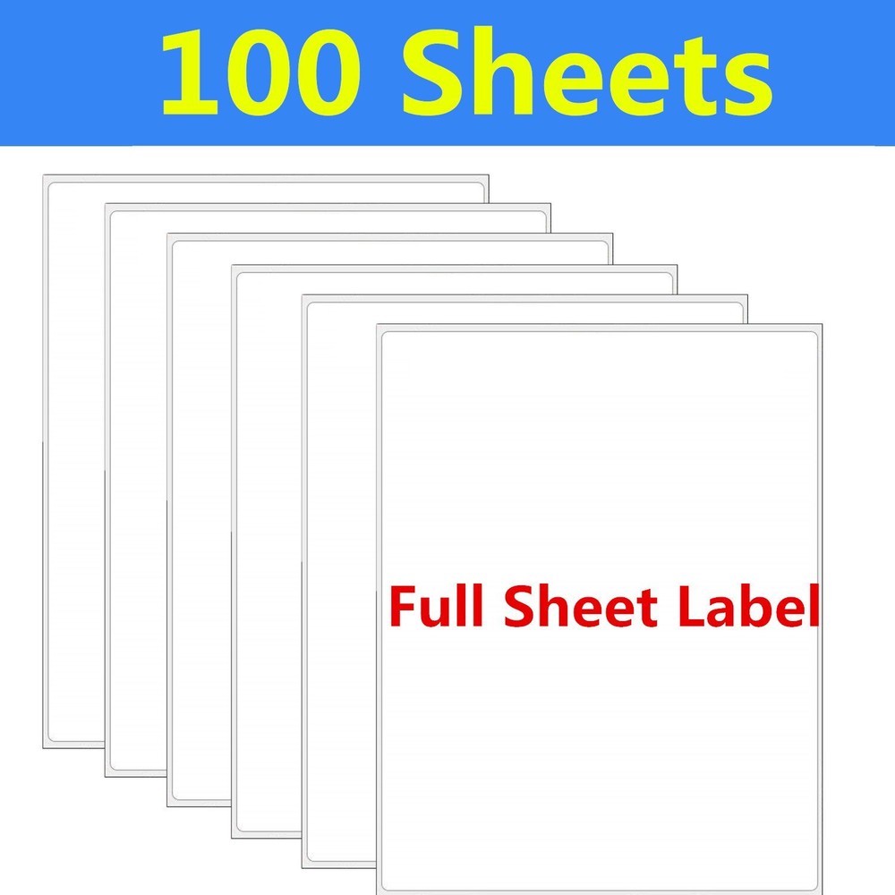 100 8.5 x 11 Full Sheet Shipping Mailing Labels Blank Self Adhesive Laser InkJet